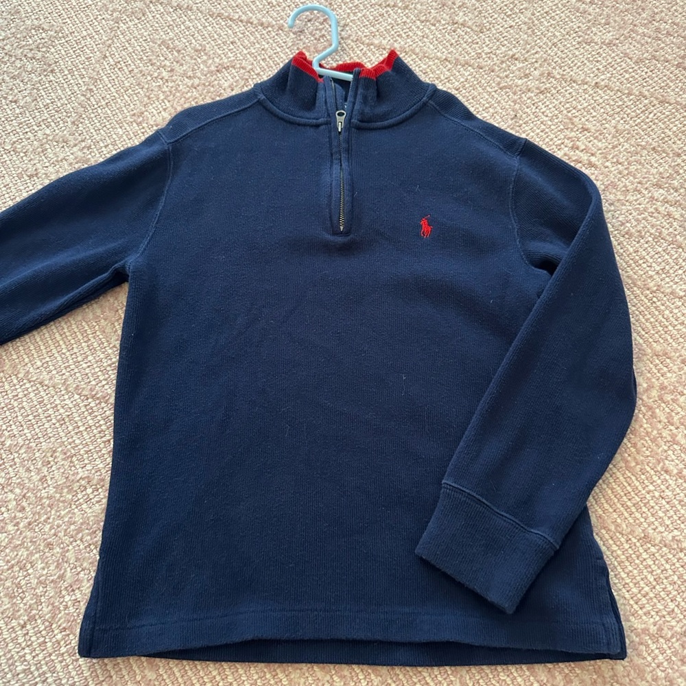 POLO RALPH LAUREN Boys Quarter Zip Navy